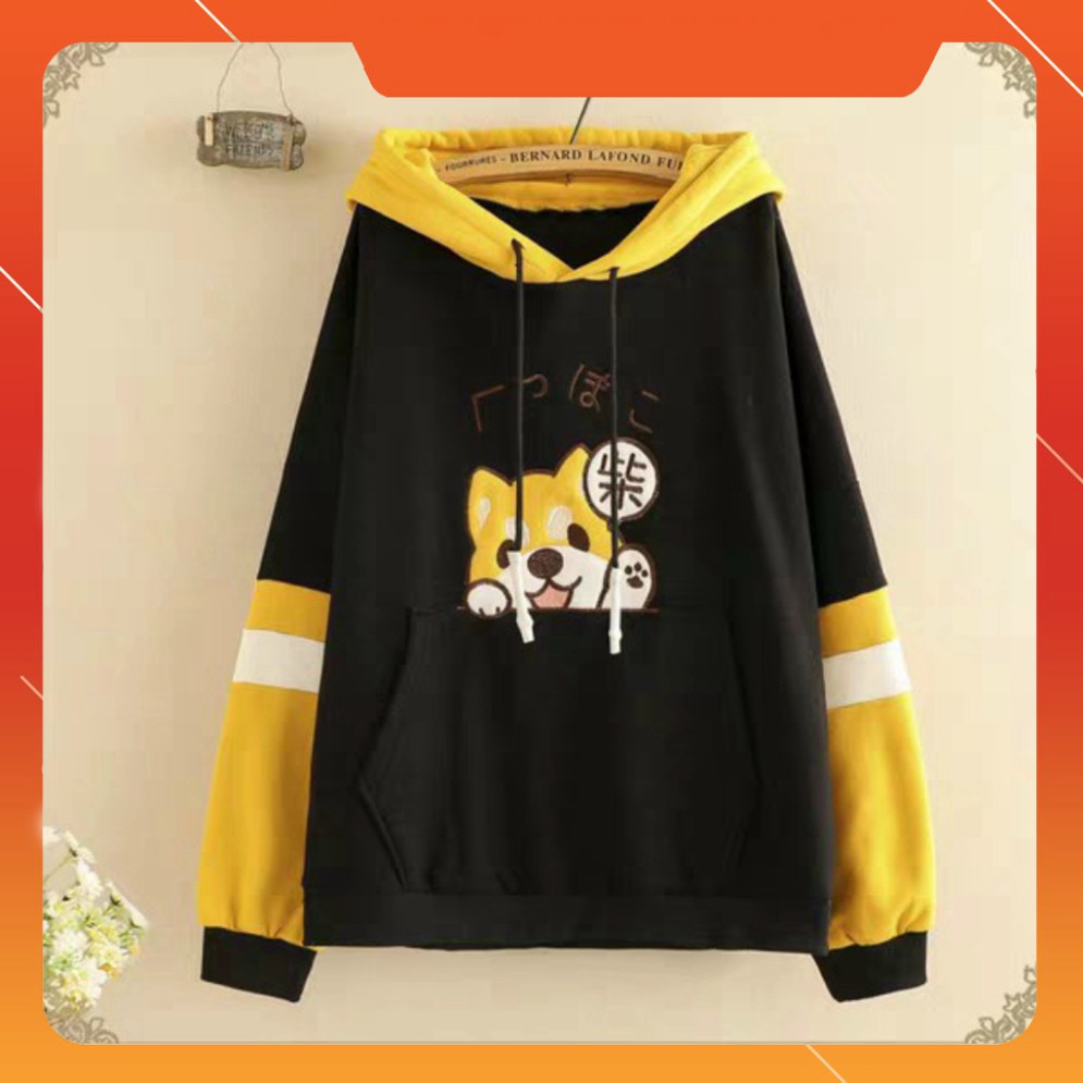 Áo khoác nỉ, áo hoodie thêu hình chó shiba kute, áo khoác dễ thương, áo hoodie dễ thương, áo khoác rẻ, áo khoác tai chó