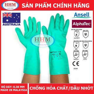 Găng tay chống hóa chất Ansell 37-176 - chống axit, dầu nhớt, cao su nitrile bền bỉ