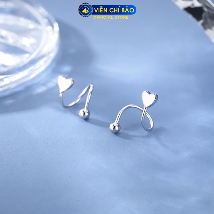 Bông tai bạc nữ xoắn Trái tim chất liệu bạc 925 thời trang phụ kiện trang sức Viễn Chí Bảo B400331