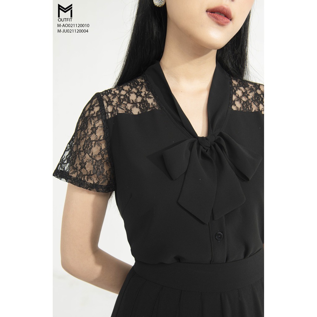 Áo Sơ Mi Cộc Tay nẹp mở tay phối ren MMOutfit M-AO021120010