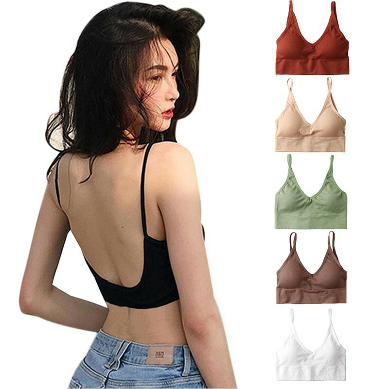 Áo bra nữ - áo bra len gân tăm chất đẹp 2 dây hở lưng