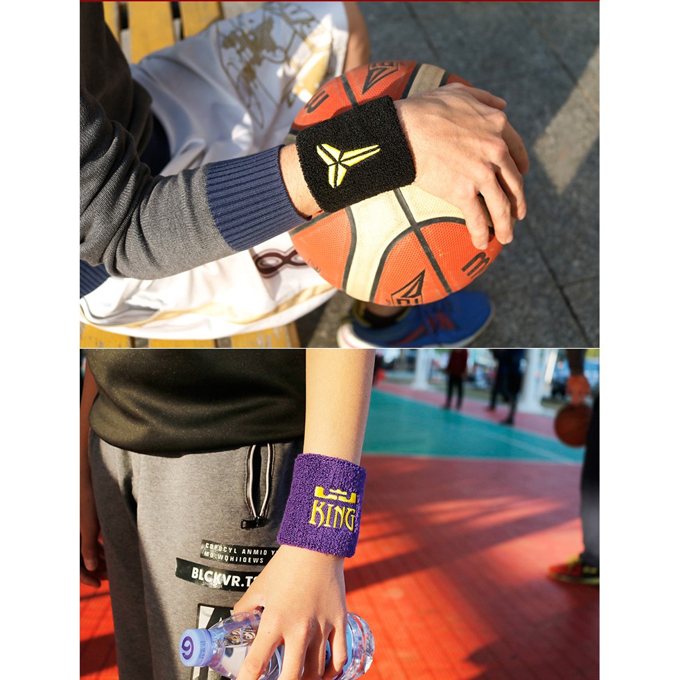 Băng Cổ Tay Bóng Rổ NBA Thấm Mồ Hôi Bảo Vệ Cổ Tay Khi Chơi Bóng Rổ Logo Kobe, Curry, King James, Jordan, Irving