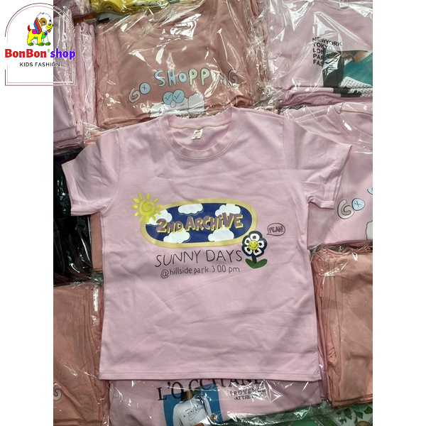 ÁO BÉ GÁI, ÁO THUN COTTON CHO BÉ GÁI HÌNH NGẪU NHIÊN HÀNG XUẤT DƯ