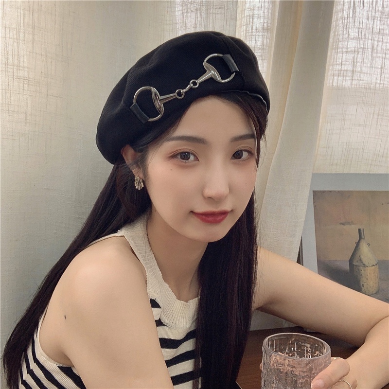 Mũ Beret Kim Loại Phong Cách Thời Trang Vintage Nhật Bản Dành Cho Nữ