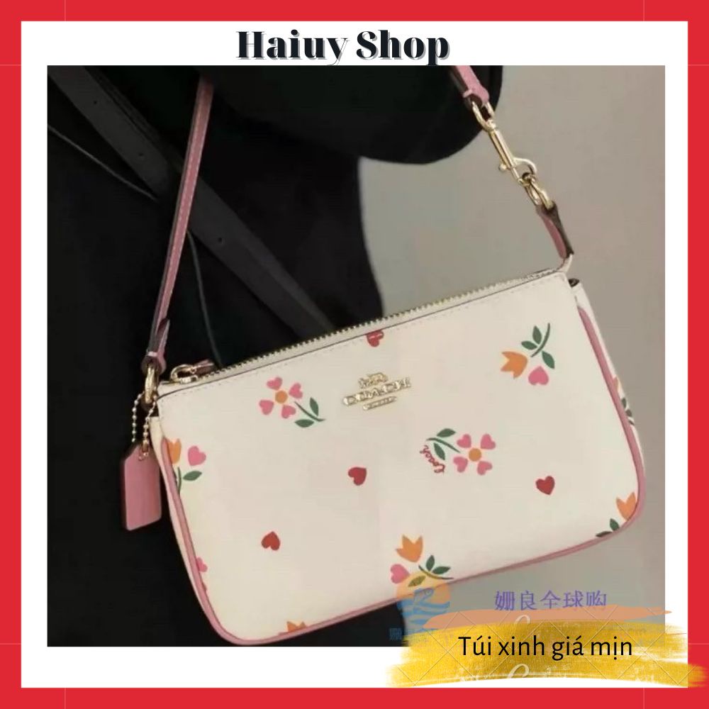 Túi kẹp nách nữ Coach thuyền full box 21cm x5cmx12cm màu trắng