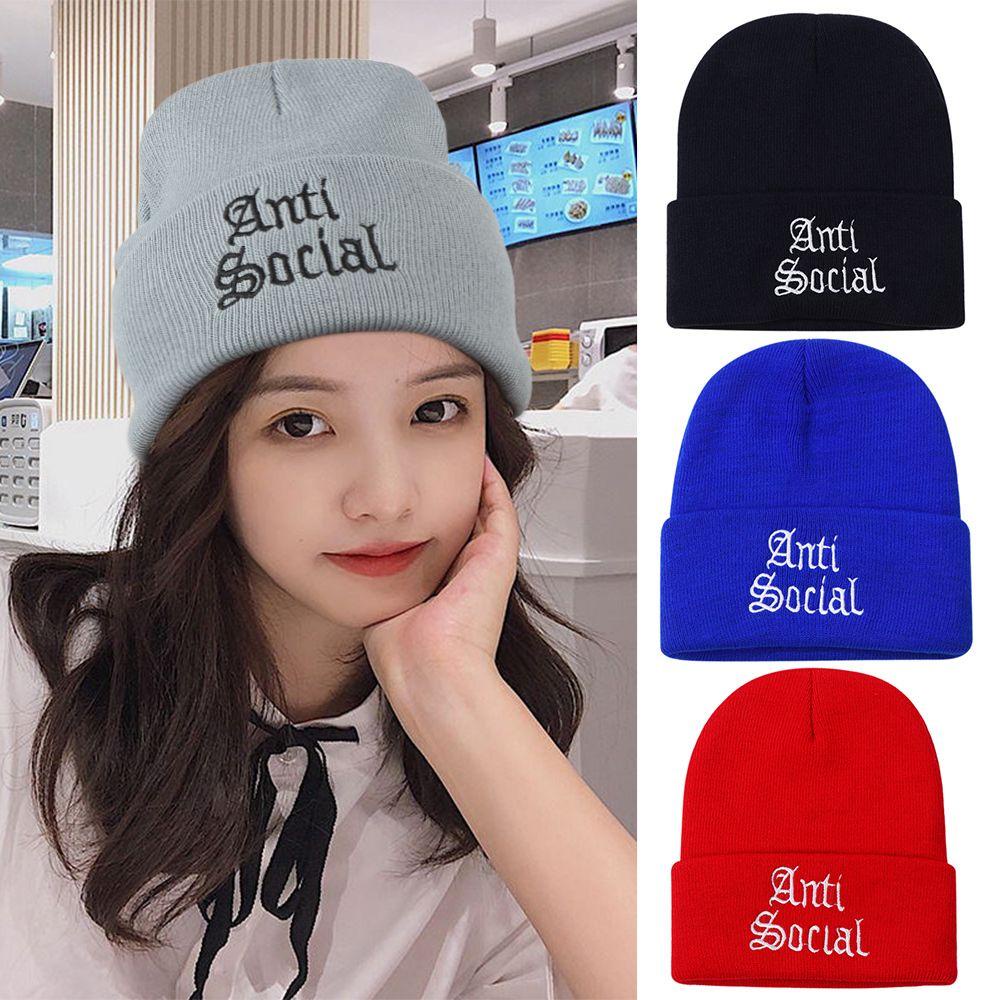 JONYE Mũ Beanie Dệt Kim Mềm Mại Thêu Chữ Chống Xã Hội