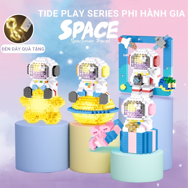 logo xếp hình Bộ Lắp Ghép Phi Hành Gia Màu Dạ Quang