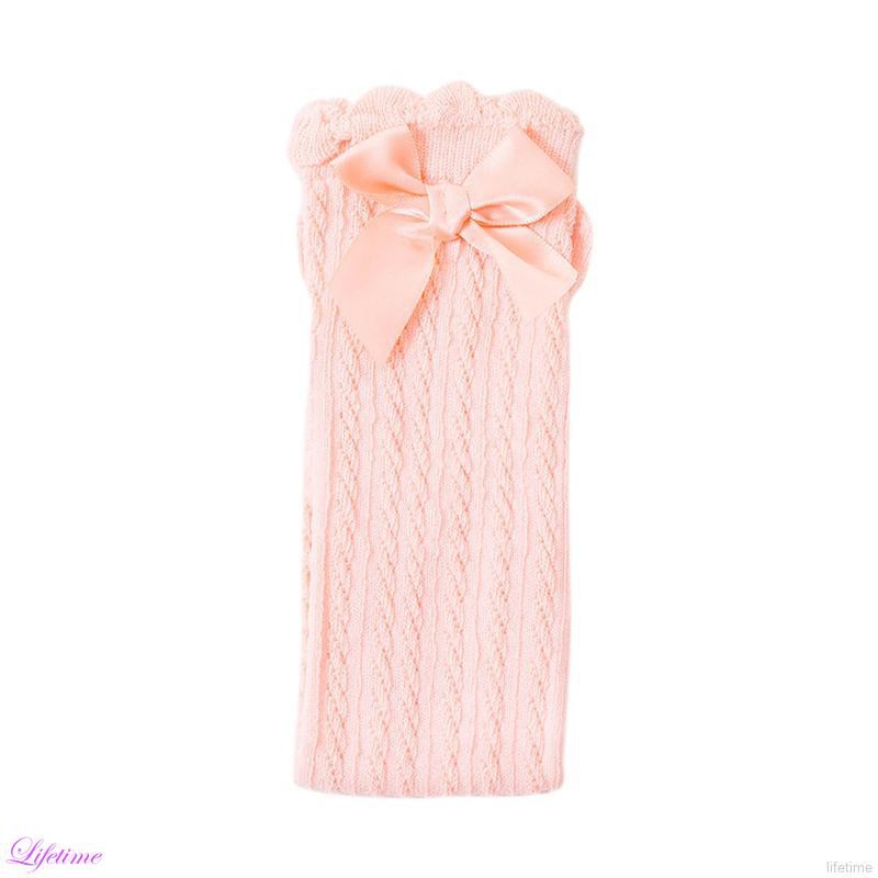 Vớ Dài Bằng Cotton Mềm Mại Giữ Ấm Chân Đính Nơ Dễ Thương Cho Bé Gái Sơ Sinh