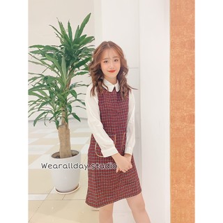 Váy Dạ Phối Tay Sơ Mi Dáng Xuông