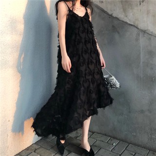 [ORDER] Đầm lông ngỗng hai dây vạt lệch - u.w