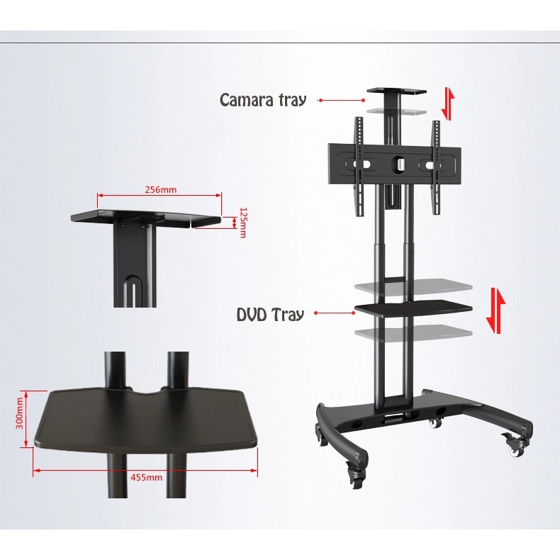 Giá treo tivi di động cột treo tivi AVA1500 tích hợp khay camera, khay AV đầy đủ cho hội nghị truyền hình 32 -60 inch