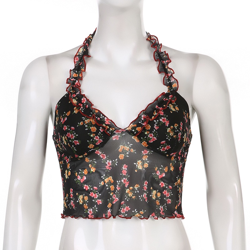 Áo Ba Lỗ Lưới In Hoa Dáng Ôm Mới Dành Cho Nữ