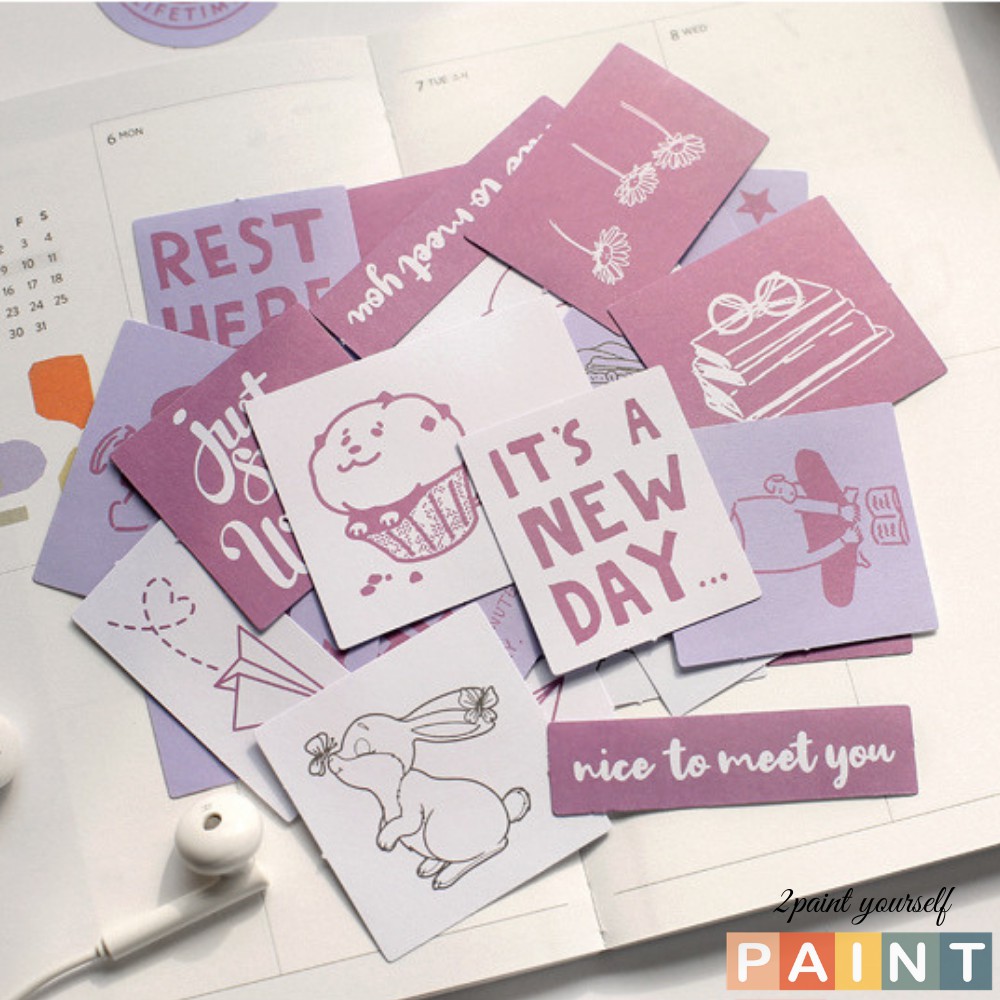 Bộ 60 sticker trang trí, hình dán giấy decal decor sổ tay, nhật kí, ốp điện thoại, laptop