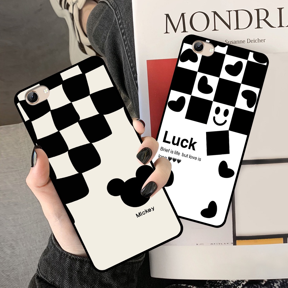 Ốp Vivo Y53 / Y55 / Y71 in hình sọc caro, họa tiết đen trắng dễ thương