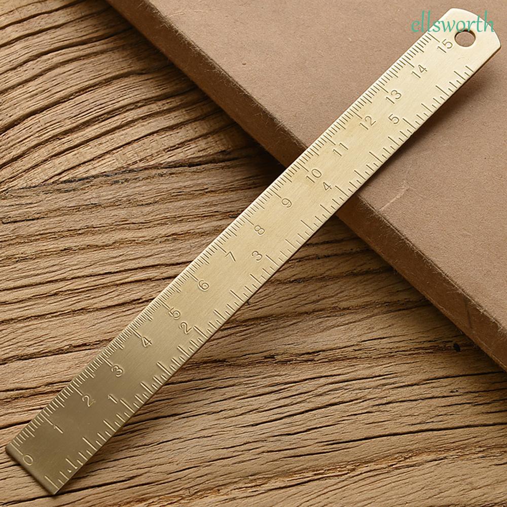 Thước kẻ 15cm bằng kim loại đồng dùng đánh dấu trang/đo kích thước dùng cho nam và nữ trong trường/văn phòng