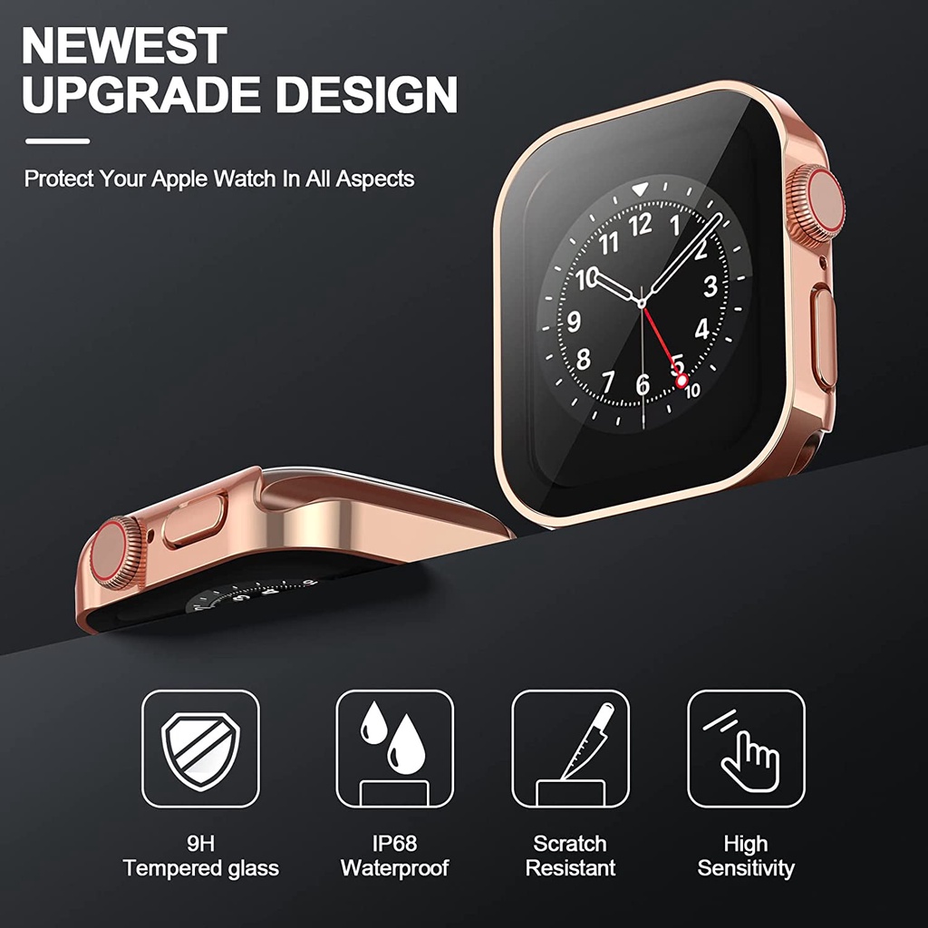 Ninki Ốp Bảo Vệ Màn Hình Chống Thấm Nước Chống Sương Mù Cho Apple Watch Series 8/7/6/SE/5/4 45mm 41mm 40mm 44mm,Waterproof Anti-Fog PC Case Cover for iWatch 8/7 45mm 41mm