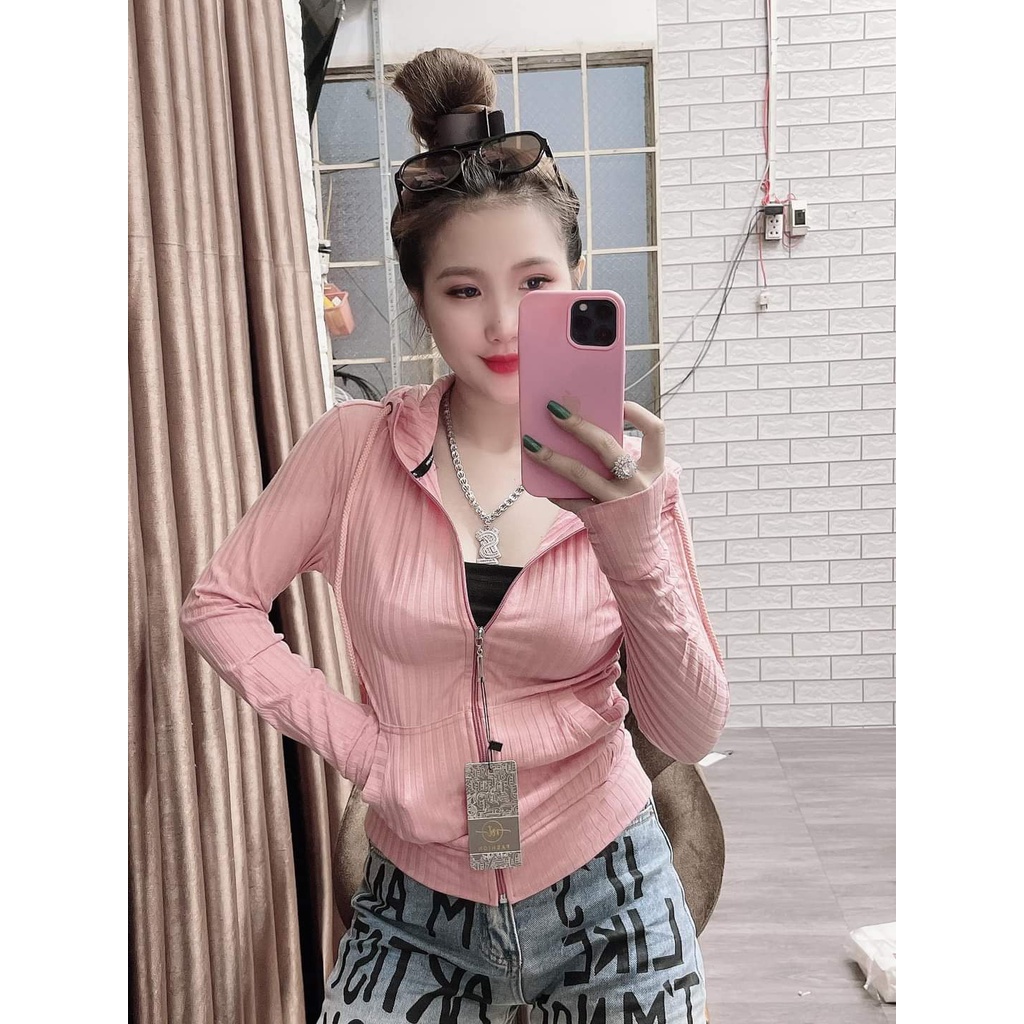 [Size Lớn 53-63kg] Có 6 Túi. Áo Khoác Thun Gân Nữ. Áo Khoác Nữ 6 Túi Cao Cấp Loại Trơn [Thun Gân To]