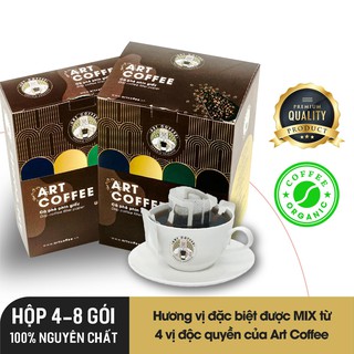 [Cafe Phin Giấy ] Art Coffee – Hộp Mix 4 Loại Hạt Rang Xay Nguyên Chất- Cà Phê Phin Giấy ( 4 gói/ 8 gói)
