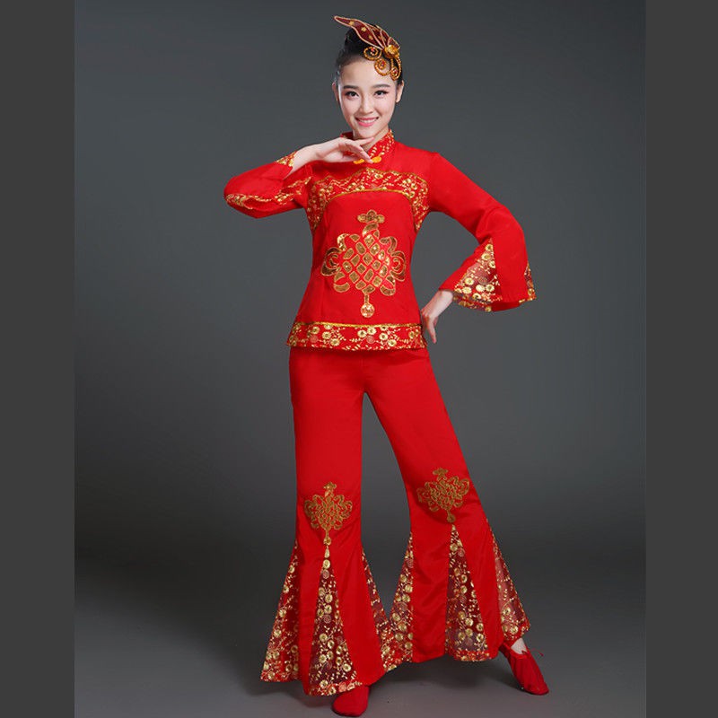 ✆Áo khoác Yangko dành cho người trung niên và tuổi già thổi dạ vũ trang mặc dày trống phục khiêu quốc gia đồ củ