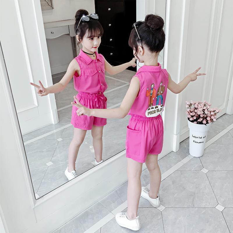 Girls' suit summer clothes 2020 new super western style children's fashion summer net red children's clothes girl shorts two-piece suit