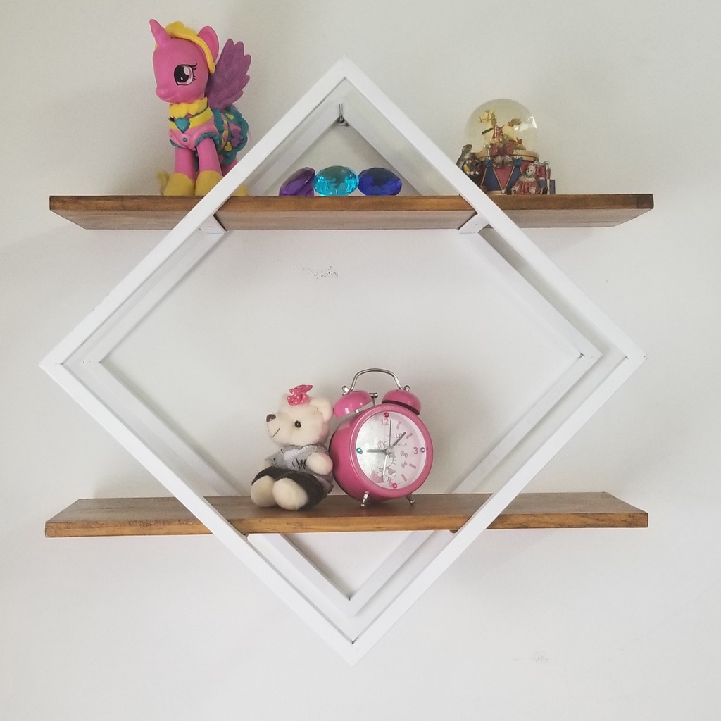 Kệ sắt trang trí hình vuông 2 tầng - Nội thất phong cách Retro