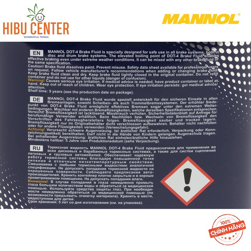 Dầu Phanh MANNOL Dot-4 Brake Fluid 3302-05ME 500ML – Hàng Chính Hãng – HIBUCENTER