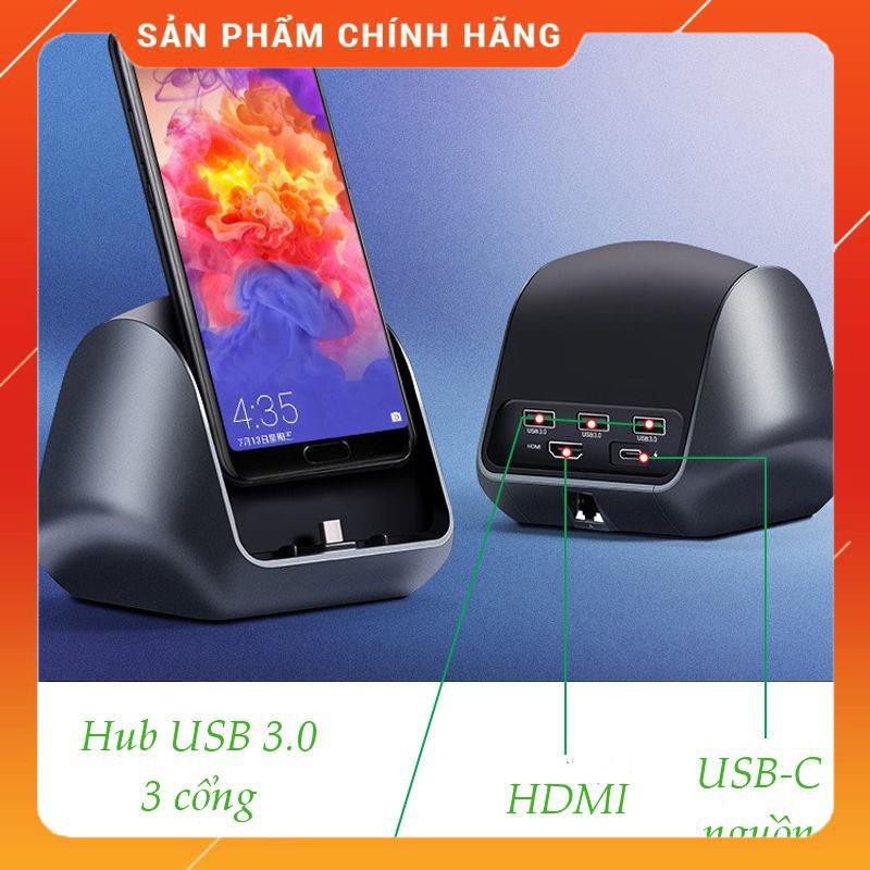 Hub USB-C đa năng mở rộng sang 3 cổng USB 3.0 &amp; cổng HDMI kiêm chức năng giá đỡ, cốc sạc 50515 dailyphukien