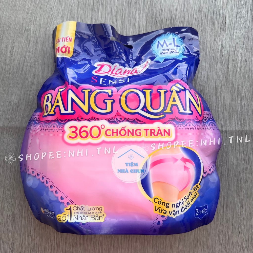 Băng Vệ Sinh Ban Đêm Dạng Quần  Diana Sensi Size S - M / M - L Gói 2 Miếng