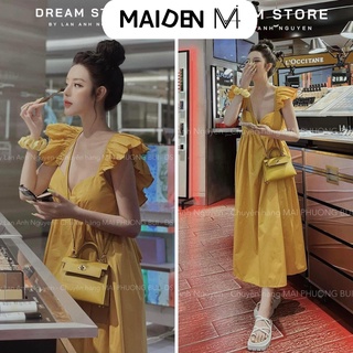 Váy nữ cánh tiên nơ lưng, váy lụa đi tiệc