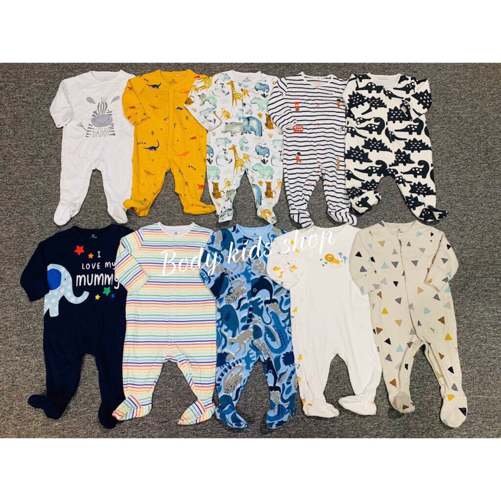 Body Sleepsuit, Body Dài Cotton Liền Tất Vớ Cho Bé Trai Bé Gái 0-24months, Hàng xuất dư xịn chất đẹp