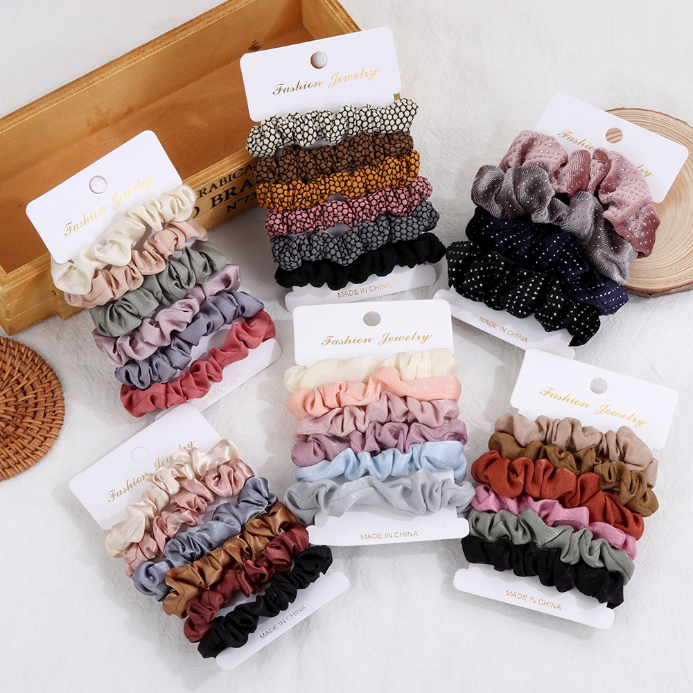 Set 4/6 đồ cột tóc vải lụa nhưng phong cách cổ điển thời trang dành cho nữ