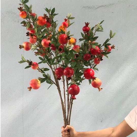 Cành Lựu Giả, Đào Đông, lá điểm cắm bình Trang Trí May Mắn Tài Lộc