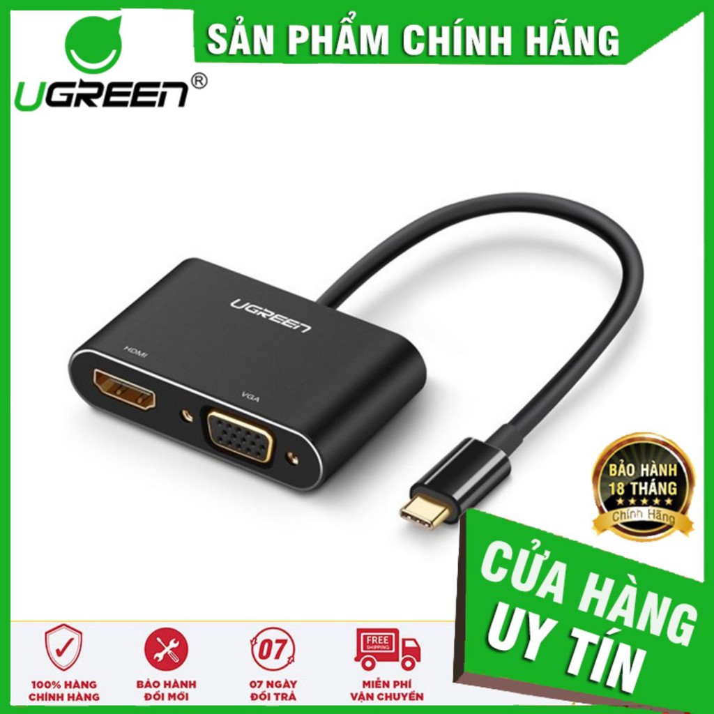 Ugreen 50318 - Cáp chuyển USB Type-C to HDMI và VGA ✔HÀNG CHÍNH HÃNG ✔