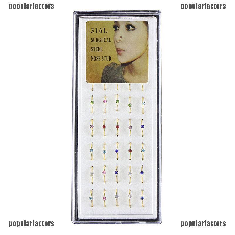 Set 40 Khuyên Mũi Bằng Thép Không Gỉ Đính Đá Cá Tính