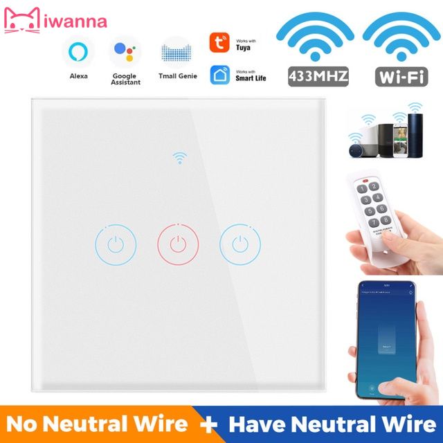 2022 Mới TUYA WiFi Công Tắc Thông Minh 1/2/3/4 Liên Kết Công Tắc Điện Cảm Ứng Thông Minh 110-250V Tường Nhà Nút Alexa Và Google Nhà Trợ Lý @ Iwanna