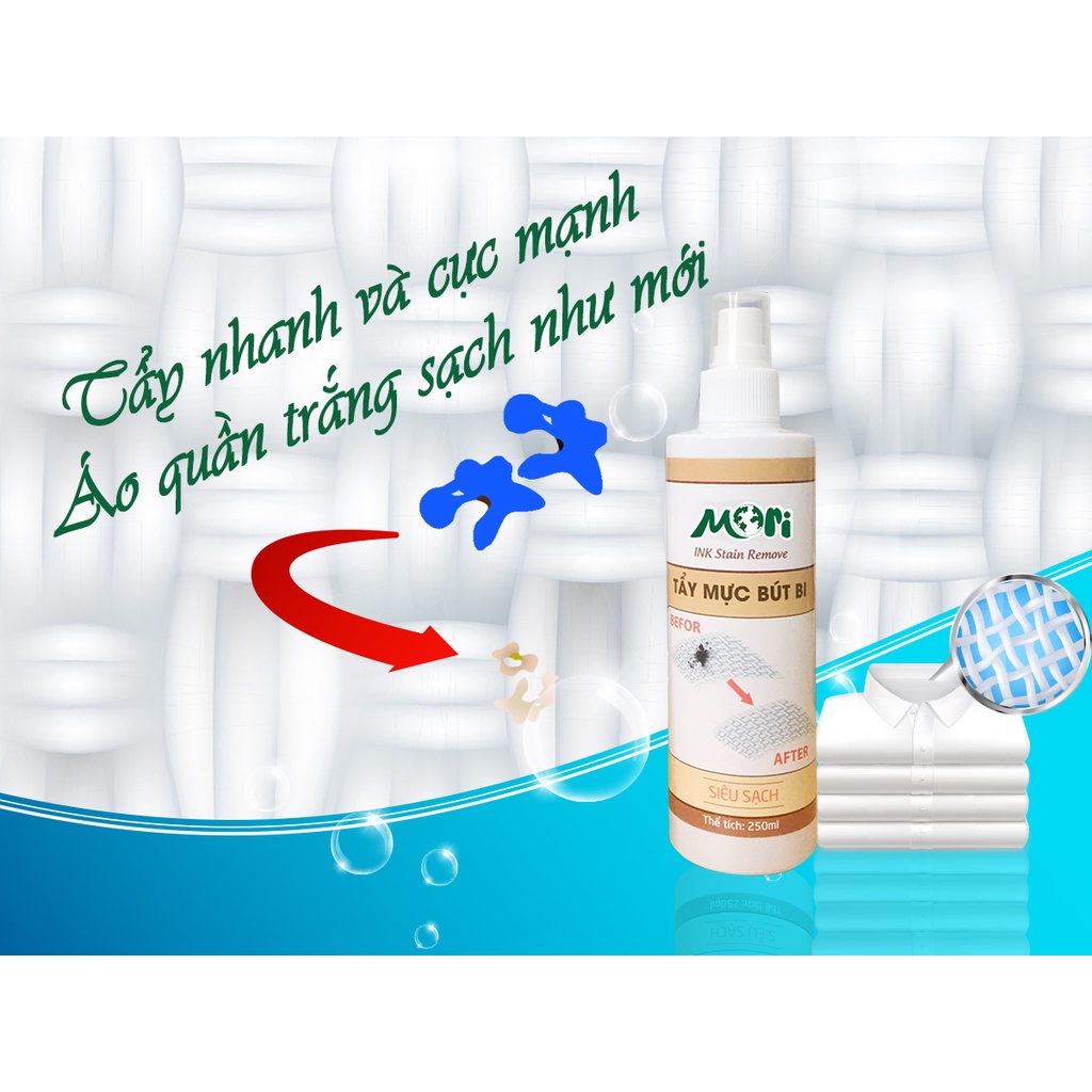 Tẩy mực bút bi Mori - Tẩy sạch vết mực bút bi trên đồ vải mà không làm bay màu vải