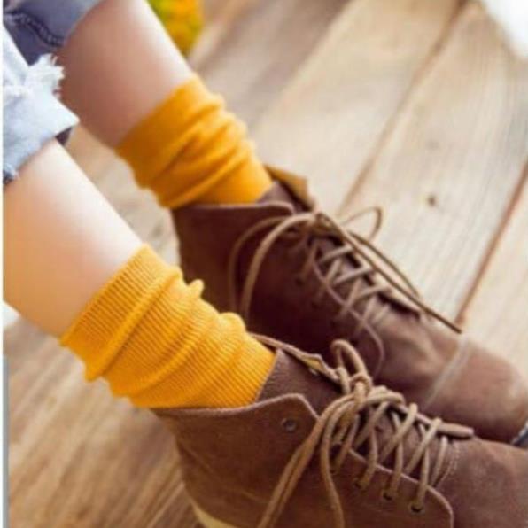 Vớ DC709 trơn cao cổ nhiều màu, tất gân cao giữa bắp chân vintage