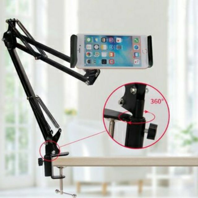 Kẹp Điện Thoại/IPad Stand Gắn Đầu Giường, Bàn Làm Việc Tiện Lợi