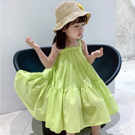 váy cho bé gái Đầm Công Chúa Không Tay Màu Trơn Thời Trang Mùa Hè Hàn Quốc Cho Bé Gái 1-6 Tuổi