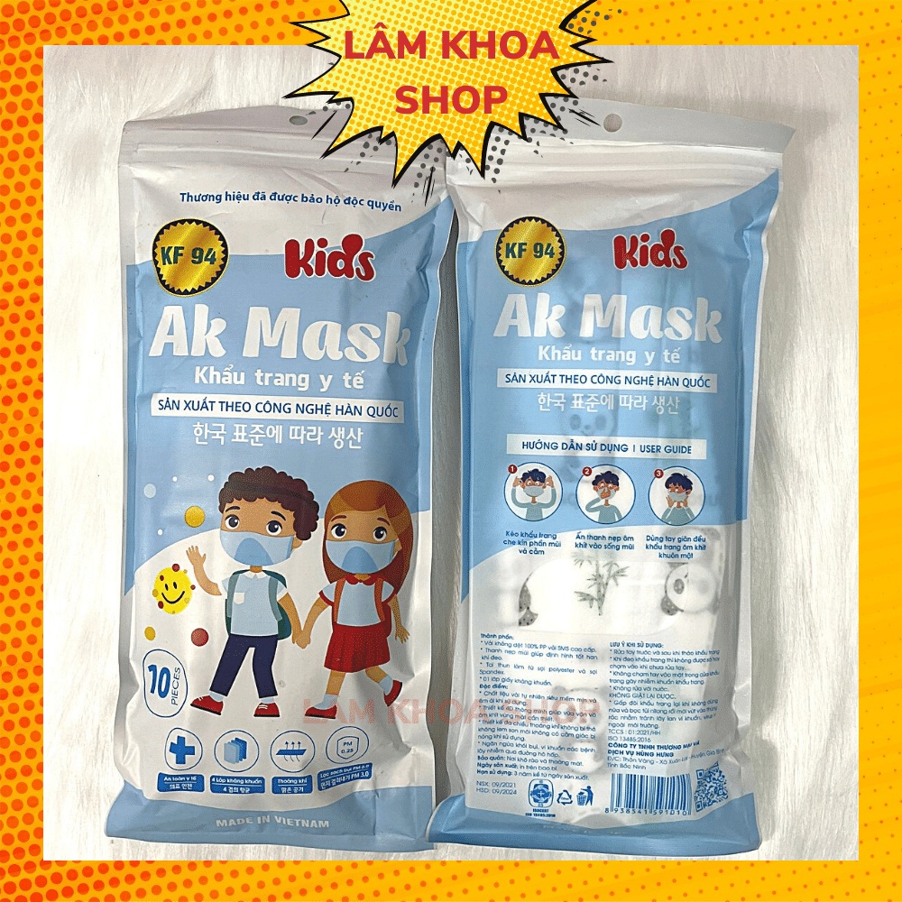 Set 10 Khẩu trang trẻ em KF94 Hàn Quốc AK Mask