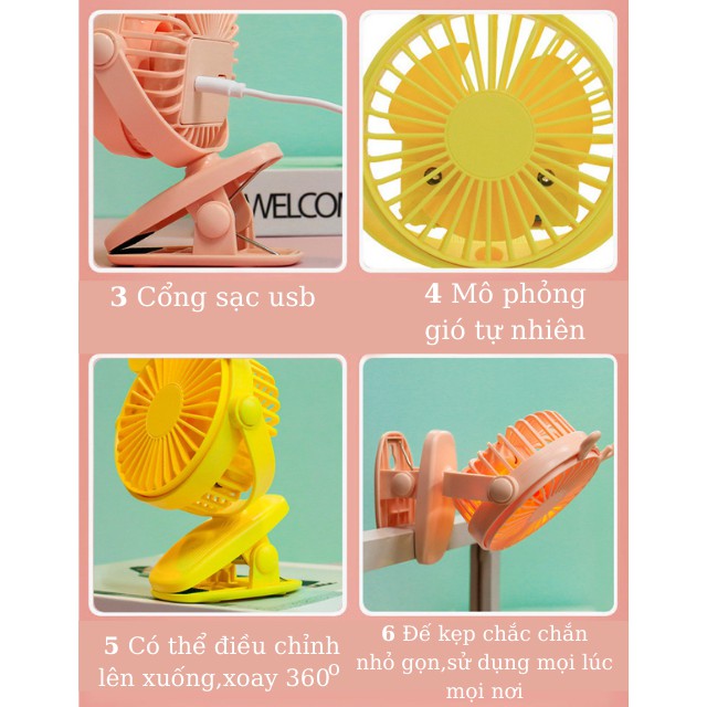 [Ảnh Thật] Quạt Mini Văn Phòng,Quạt Kẹp Xe Đẩy,Kẹp Để Bàn,Xoay 360 Độ,Tích Hợp Đèn Ngủ-Suti Baby House | BigBuy360 - bigbuy360.vn