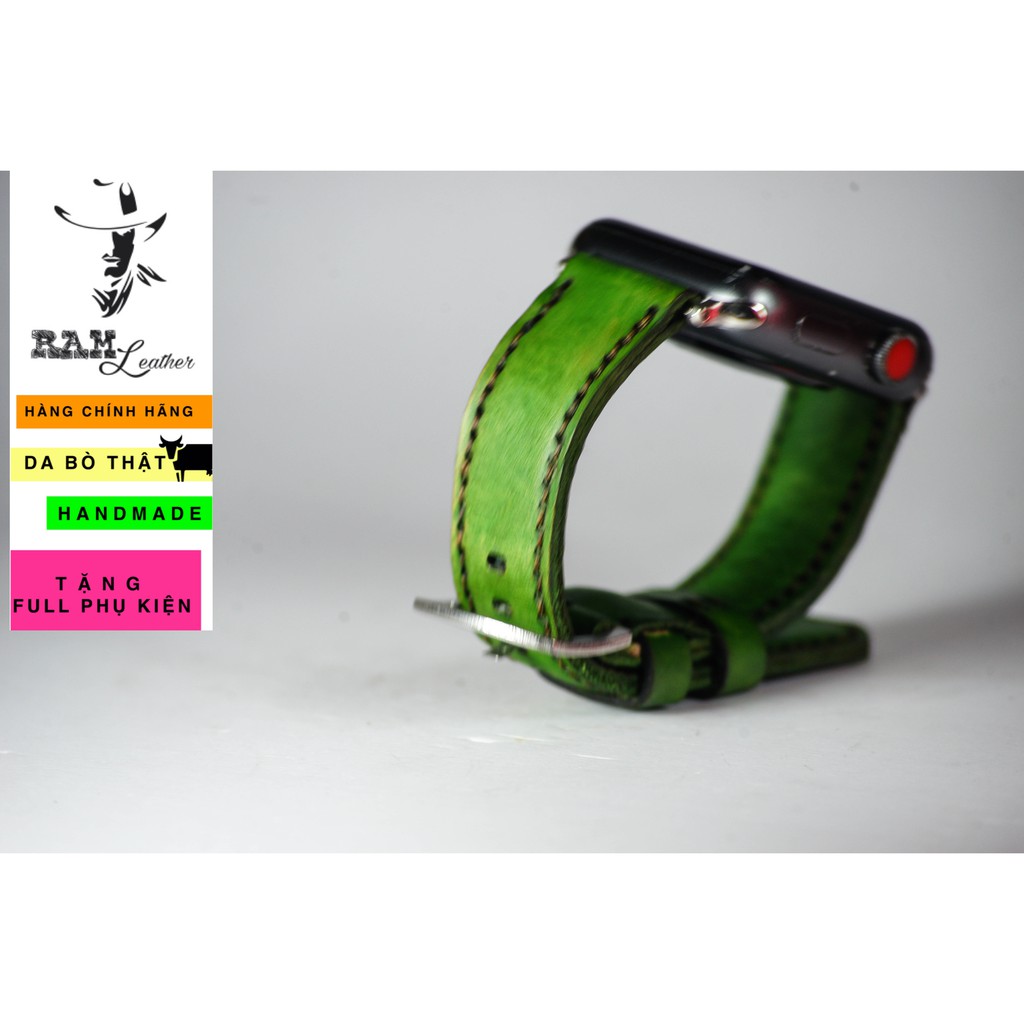 Dây đồng hồ Apple Watch , Iwatch Da Bò Màu Xanh Lá RAM Leather Classic 1973 Bền Đẹp