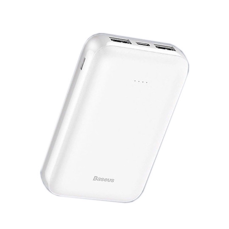 Pin dự phòng 02 cổng USB -10000mAh cho iPhone/ Smartphone/ Tablet -  Baseus Mini JA Power Bank X10-Hàng Chính Hãn -Trắng