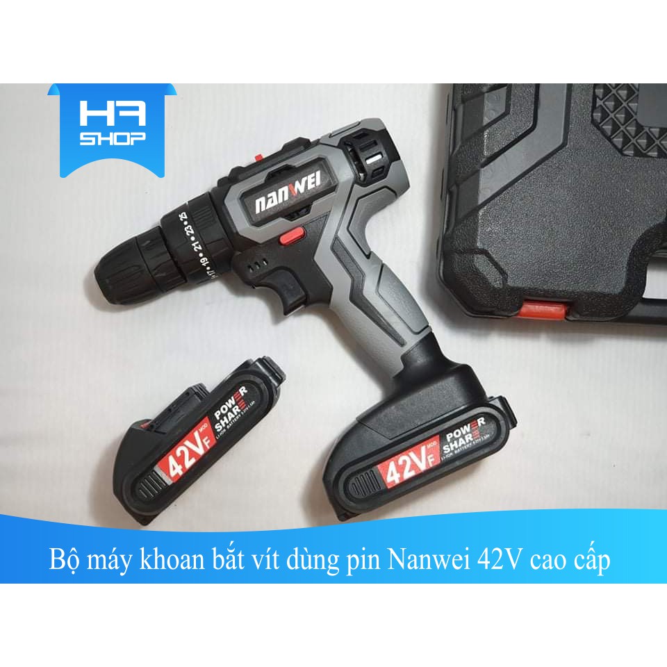 Bộ máy khoan bắt vít cao cấp dùng pin Nanwei 42V