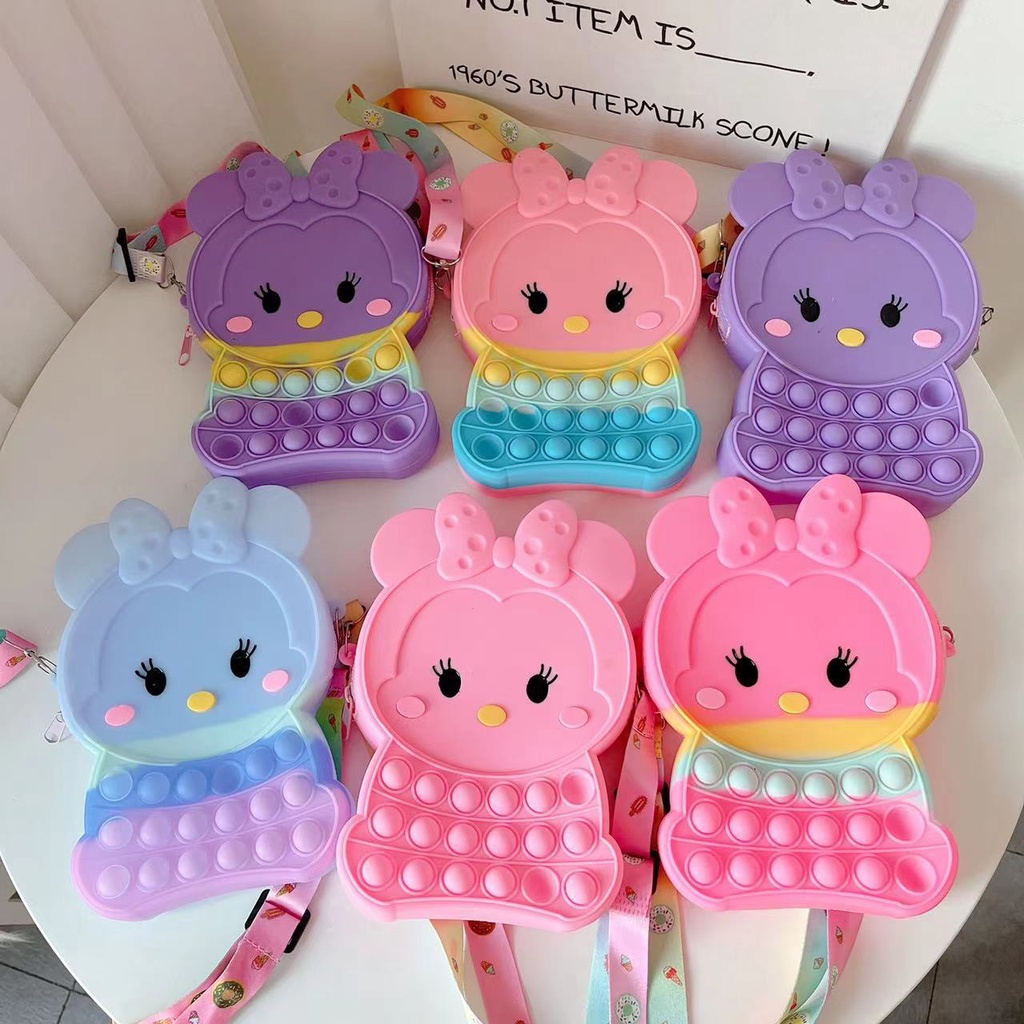 Pop It Đồ Chơi Fidget Spinner Hello Kitty Túi Đeo Chéo BằNg Silicon GiảM Stress Cho Nữ Và Trẻ Em