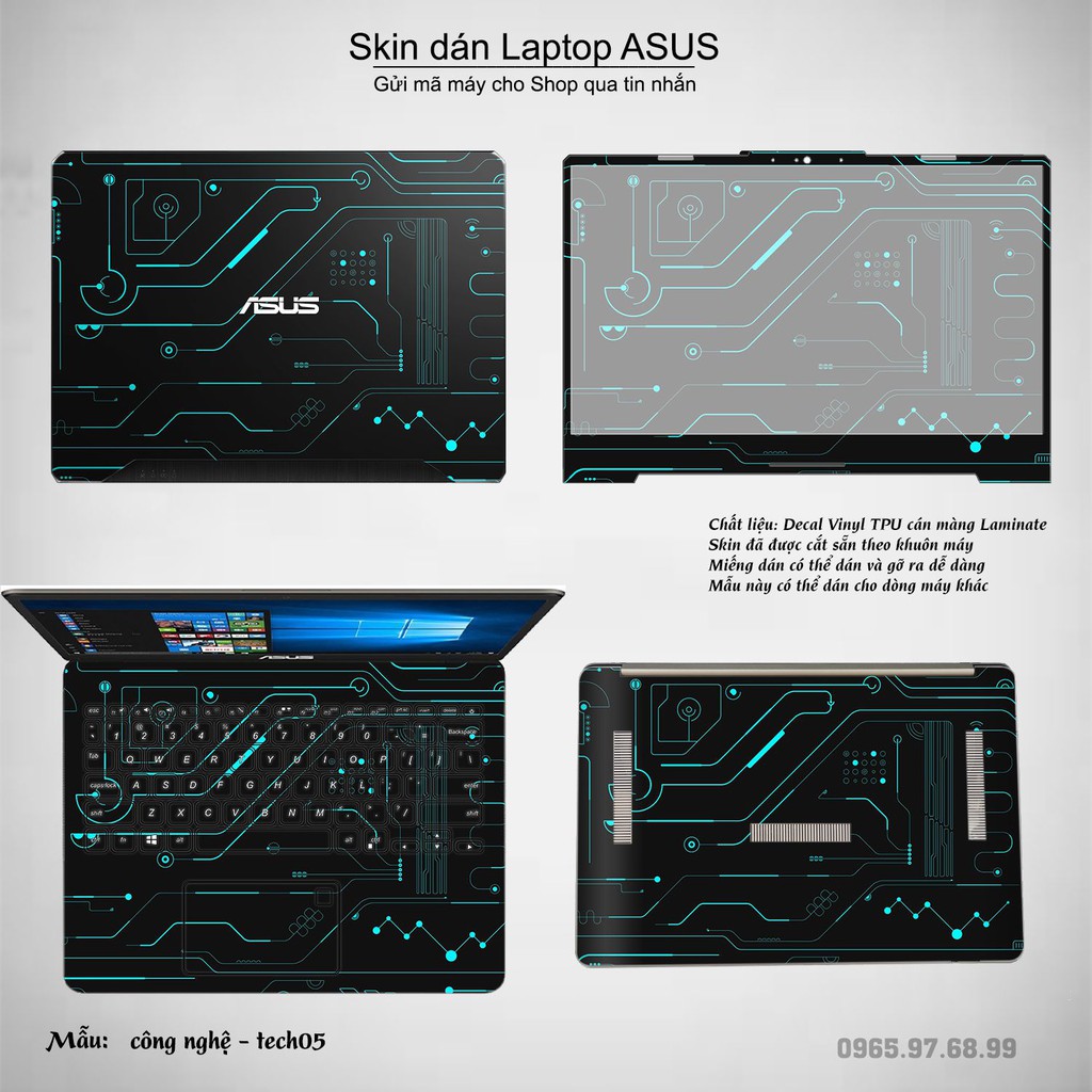 Skin dán Laptop Asus in hình Công nghệ (inbox mã máy cho Shop)