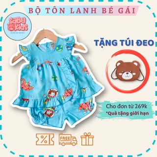 Đồ Bộ Tole Cho Bé Gái Chất Lanh Cánh Tiên SABAKIDS Gài Nút Mềm Min Siêu Xinh Mặc Hè Cho Bé