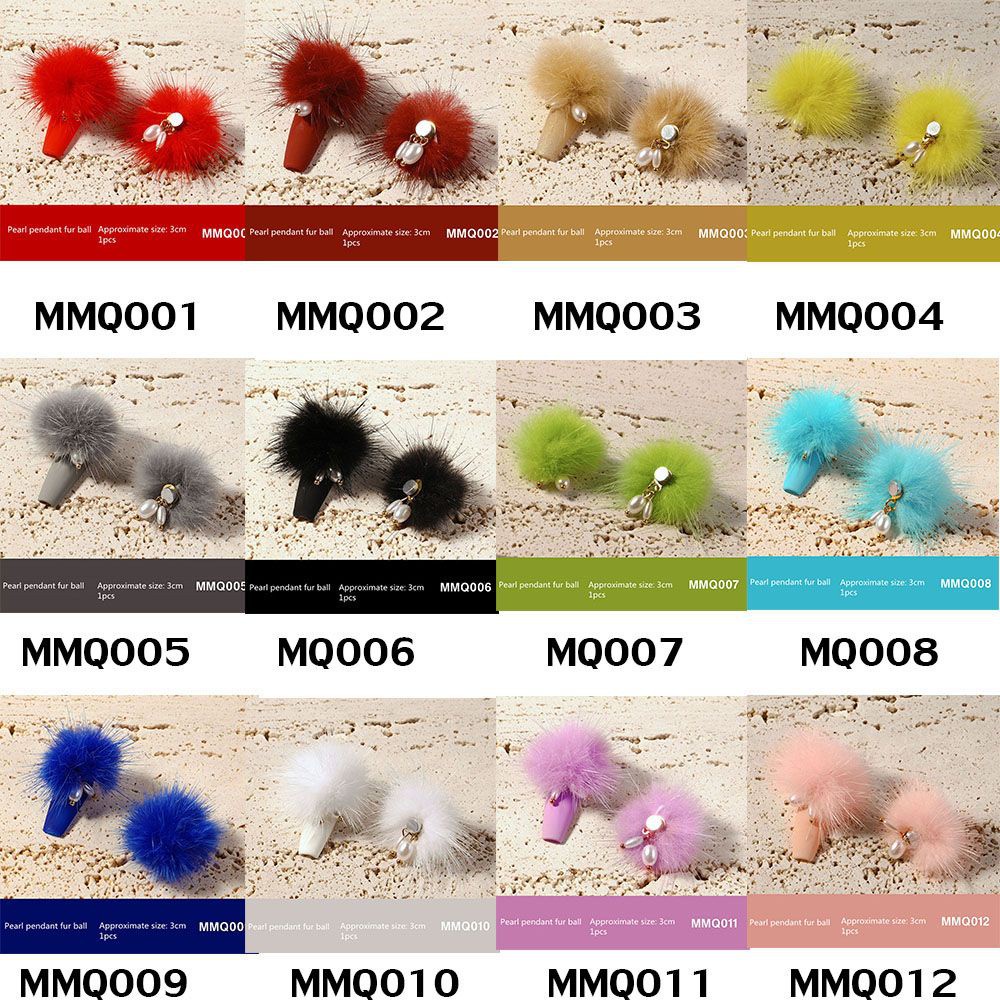 [Hàng mới về] Quả cầu lông xù 3d đính ngọc trai giả trang trí móng tay phong cách thời trang DIY