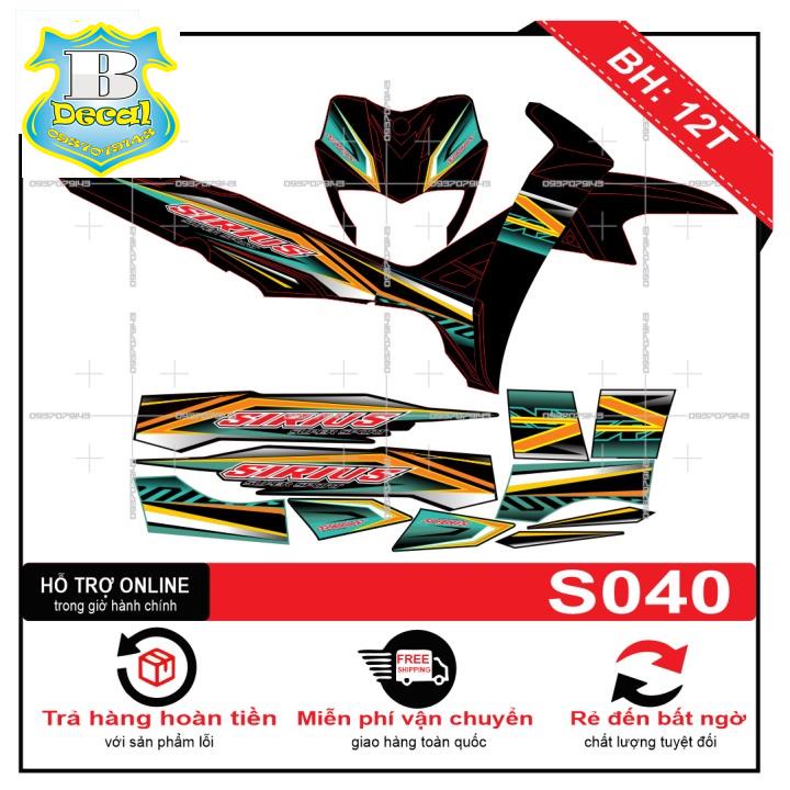 ( Quí khách vui lòng mang ra tiệm cho thợ dán ) Tem sirius dán xe đen S040 [Bi Decal]