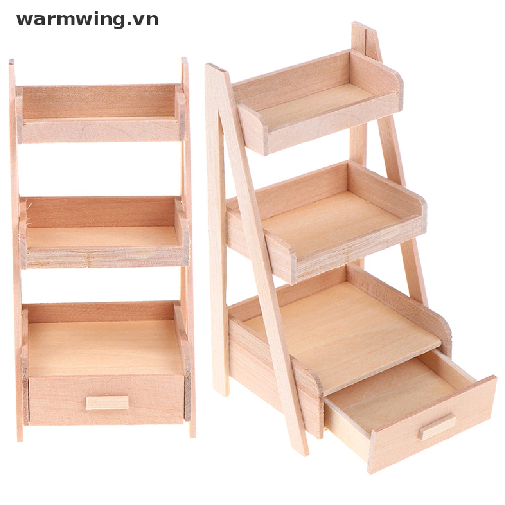Kệ Gỗ Đứng Mini Để Chậu Hoa Trang Trí Nhà Búp Bê Tỉ Lệ 1: 12
